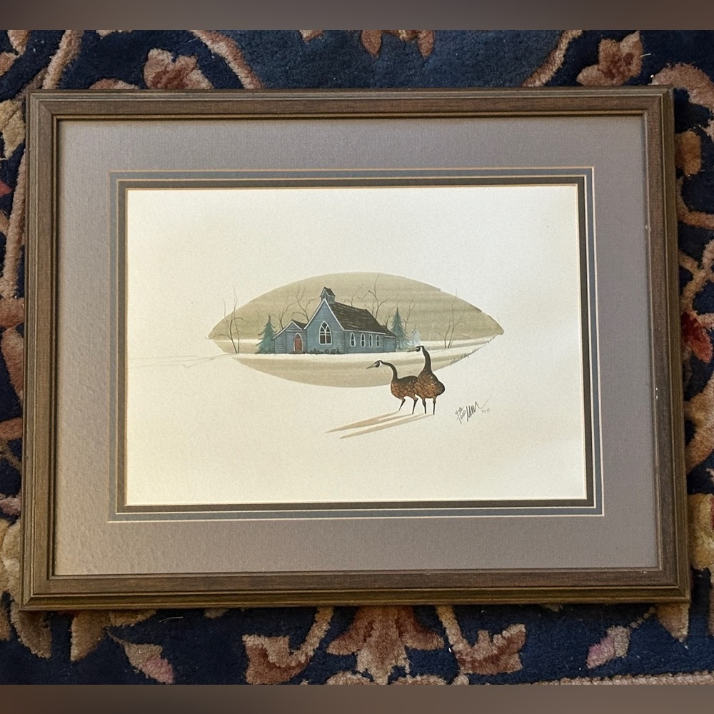 Rare Vintage P. Buckley Moss Painting “Faithful Wardens”